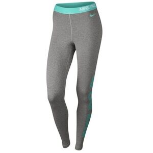 Nike Gray Leggings with Teal Waistband & Teal 'JUST DO IT' Print
